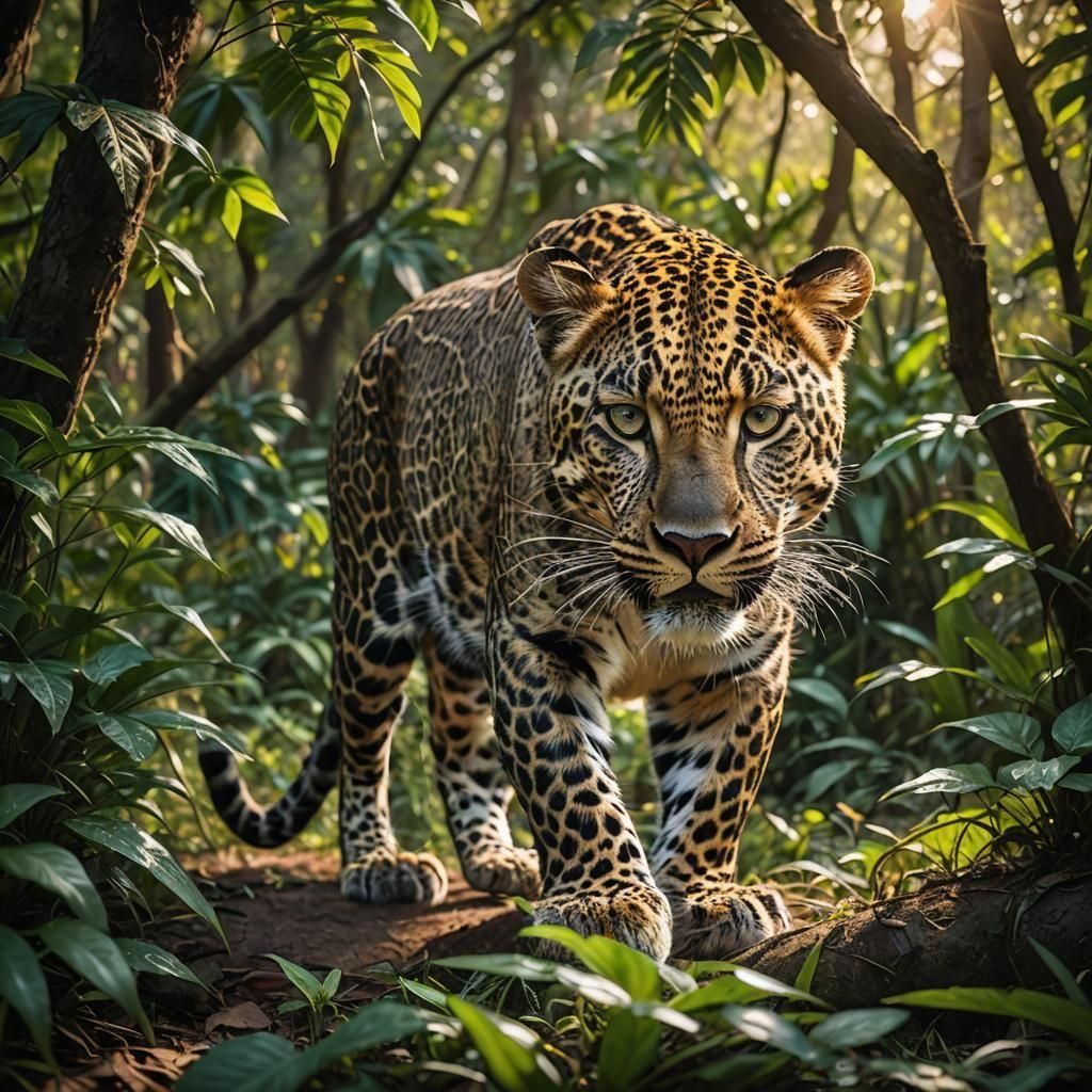 Fearsome Leopard Ready to Pounce in Jungle