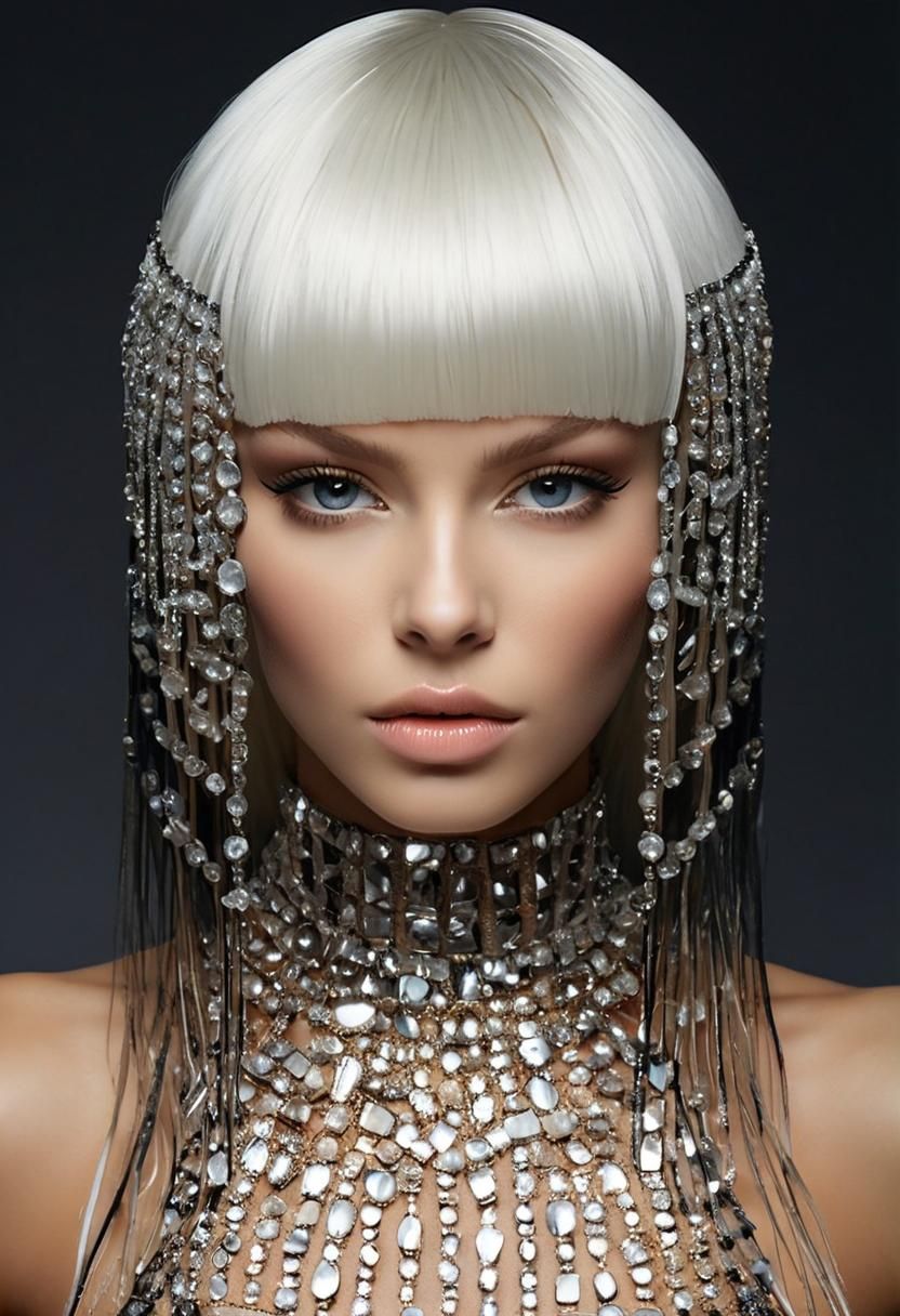 Fashion Model with Rhinestone Makeup, Studio Shot