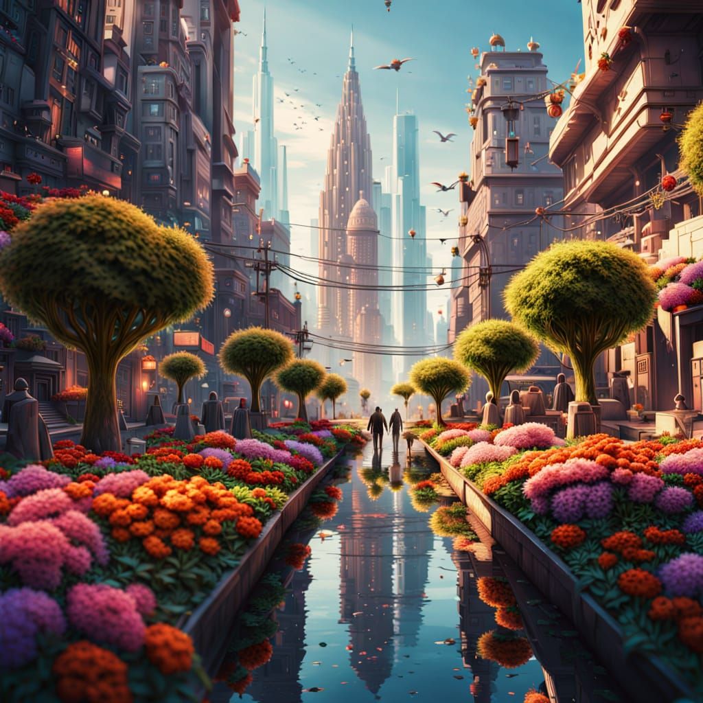 Ethereal Futuristic Utopia with Vibrant Egyptian-Inspired Ar...