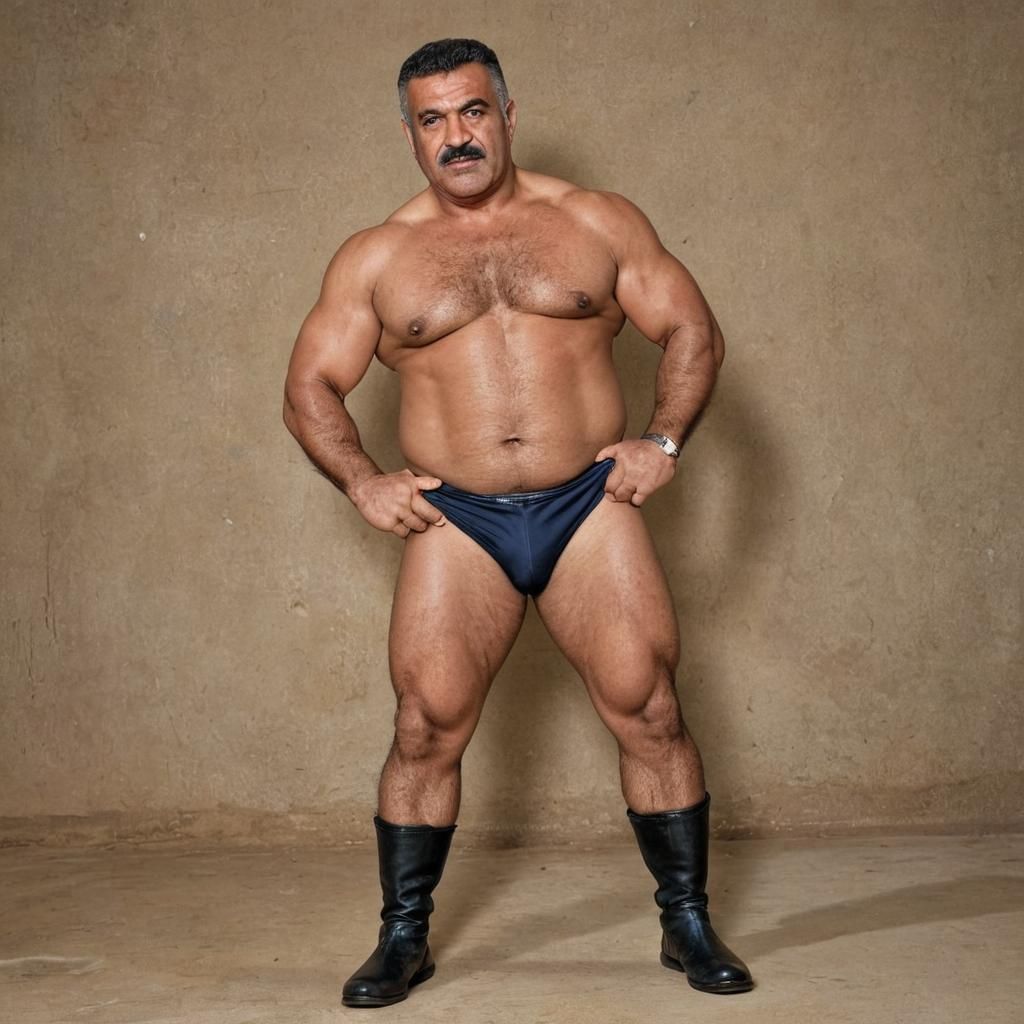 Confident Arab Wrestler Posing in the Ring