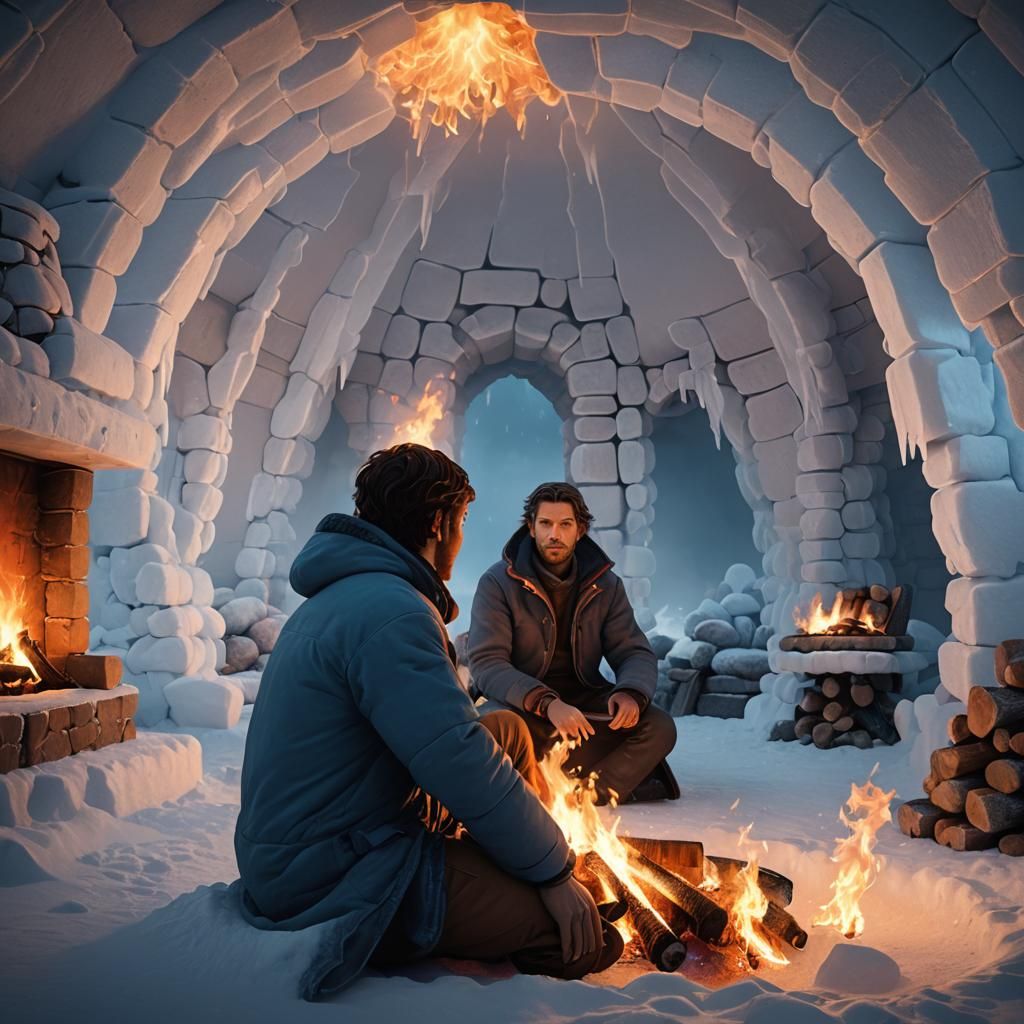 Igloo Interior with Firelight in 3D Game Art