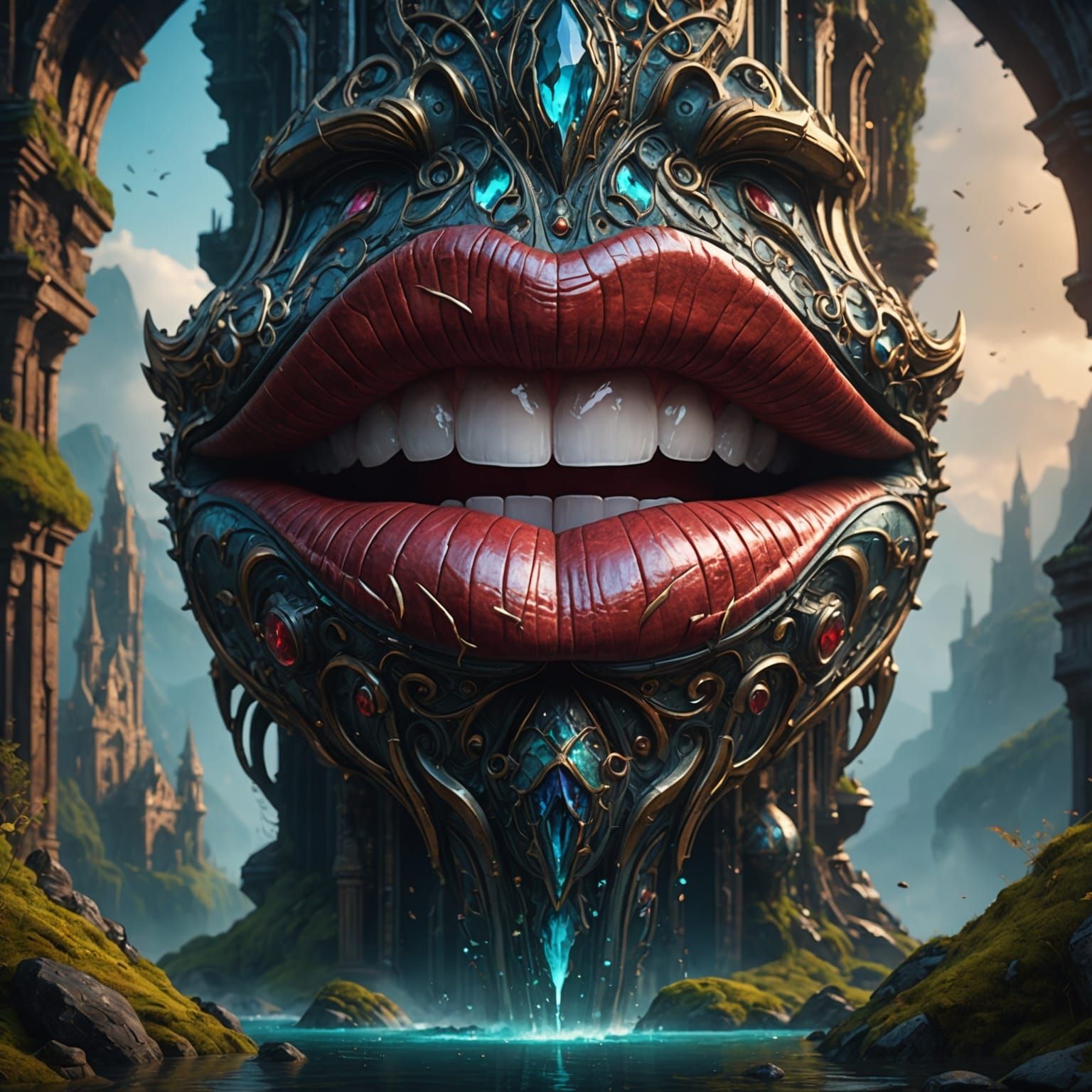 Artistic Lips in Detailed Matte Painting