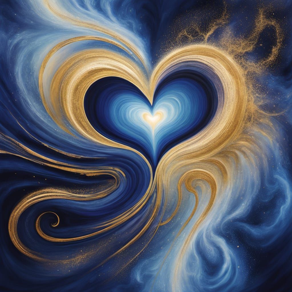 Cosmic Heart Energy Flowing Through Nebula