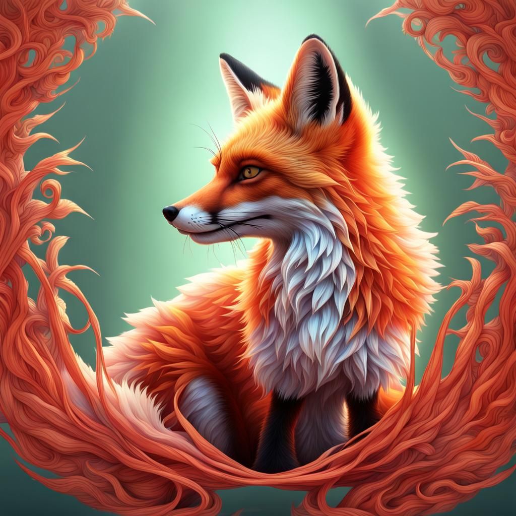 Kaleidoscopic Red Fox Portrait in 3D Modeling
