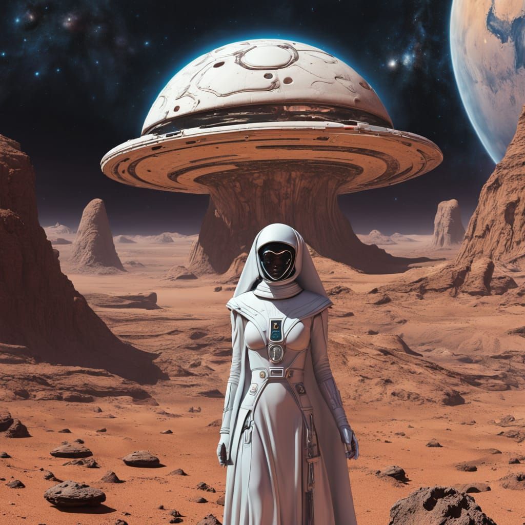 Cyber Nun in Dystopian Retrofuturism, Martian Ceremony