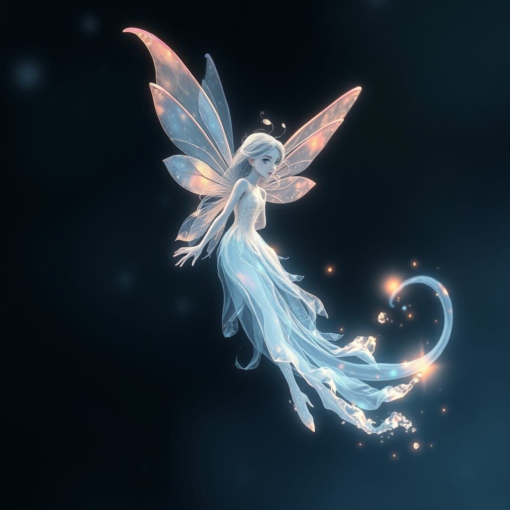A delicate little iridescent water fairy