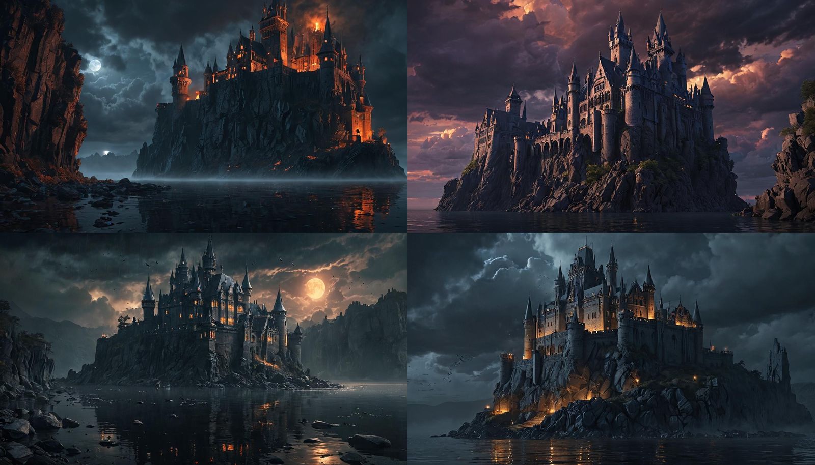 Gothic Castle at Night: Fantasy Concept Art