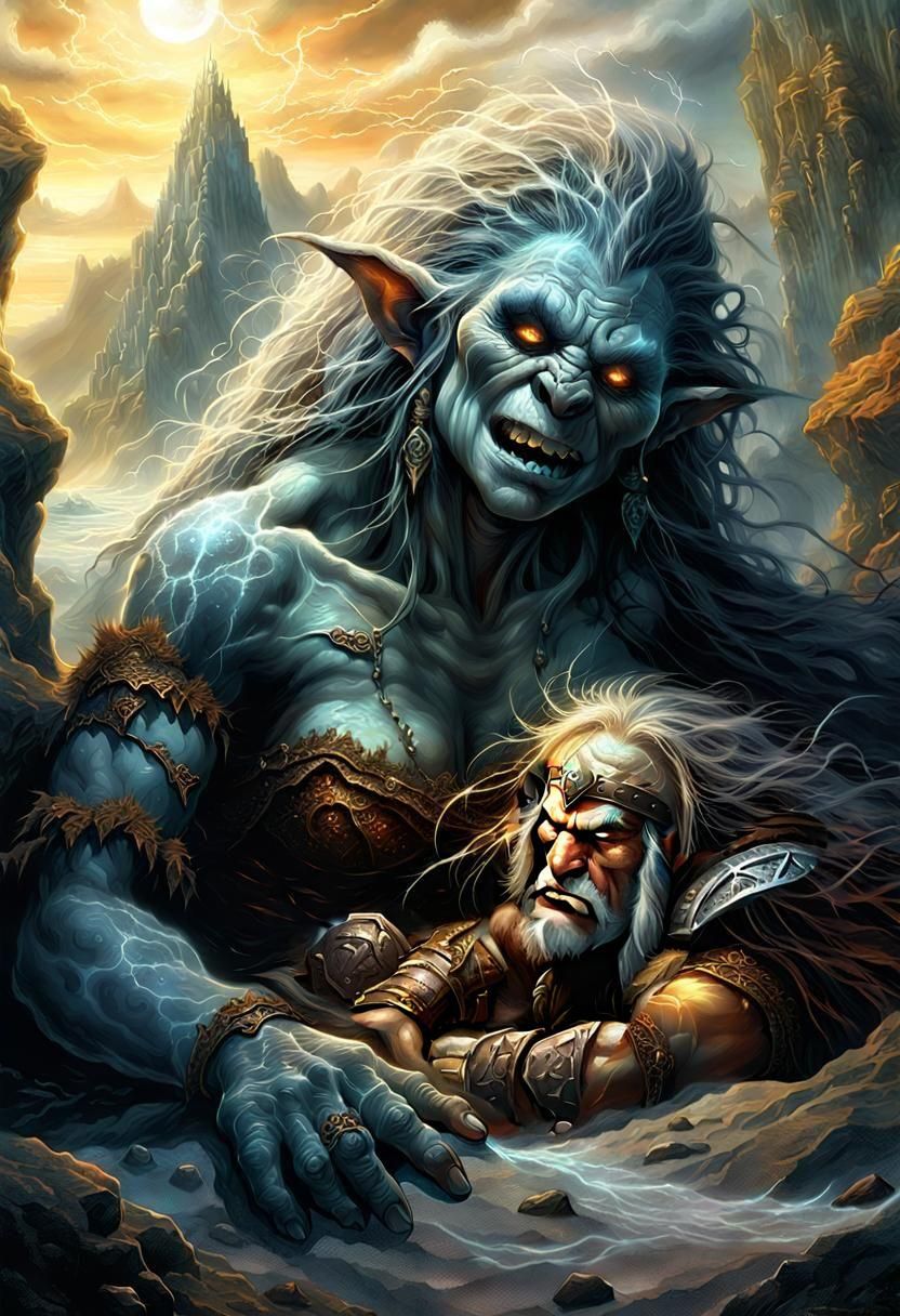 Passionate Hill Troll Reaching for Adventure, Royo Style