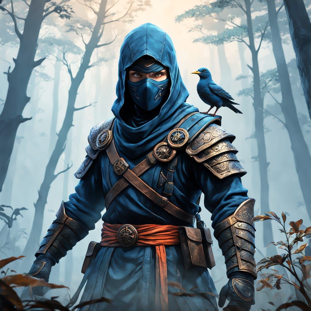 Heroic Pato Ninja in Ancient Misty Forest