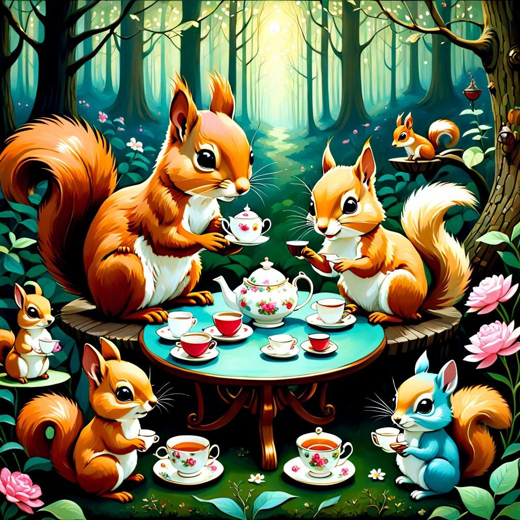 Squirrel's Tea Party in Fairytale Forest