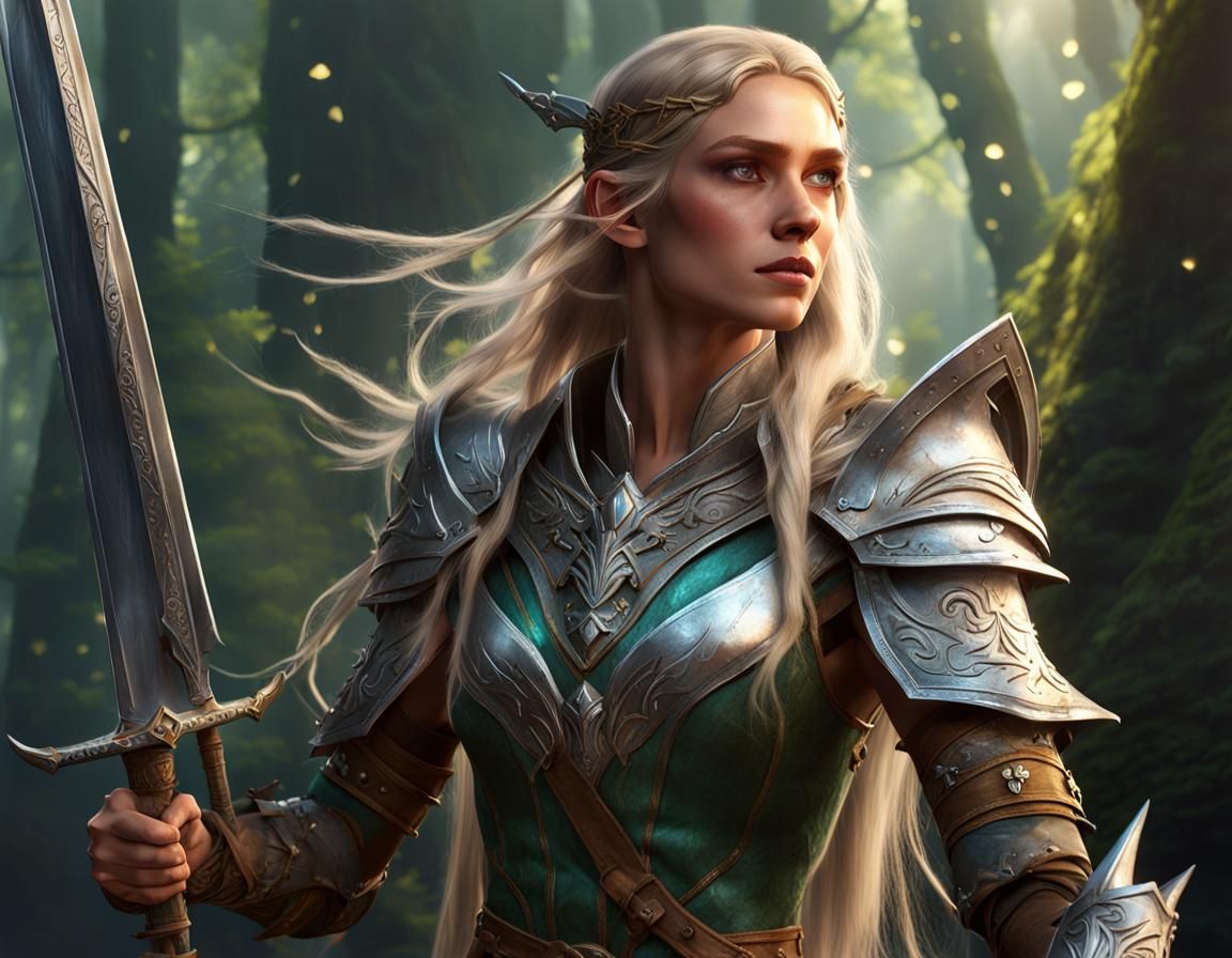 High Elf Bladesinger in Gleaming Silver Armor