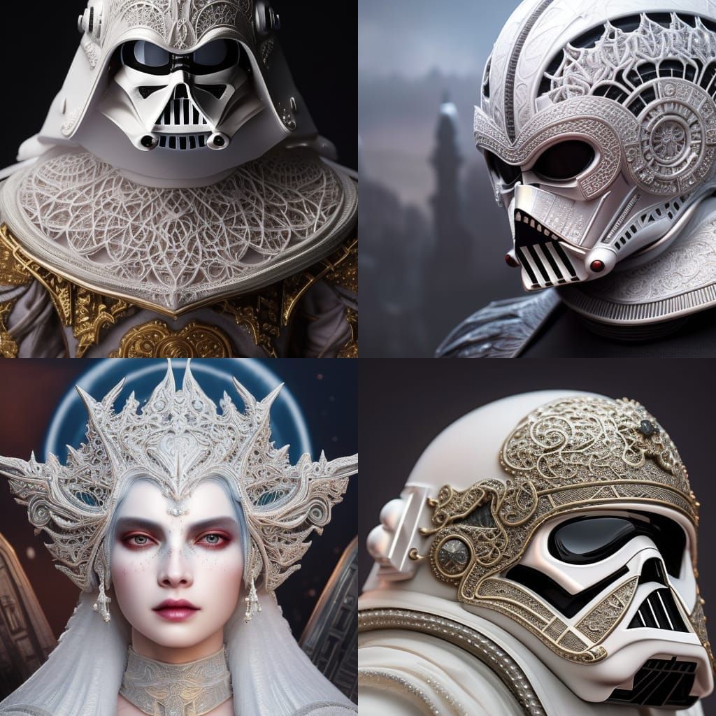 Filigree Rococo Star Wars Portrait: White Darth Vader