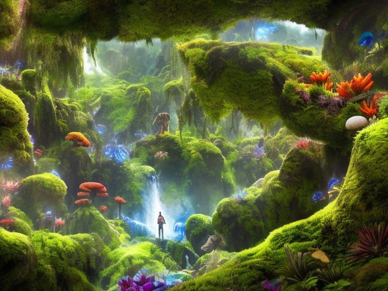 Lush Pandora Landscape with Bioluminescent Flora