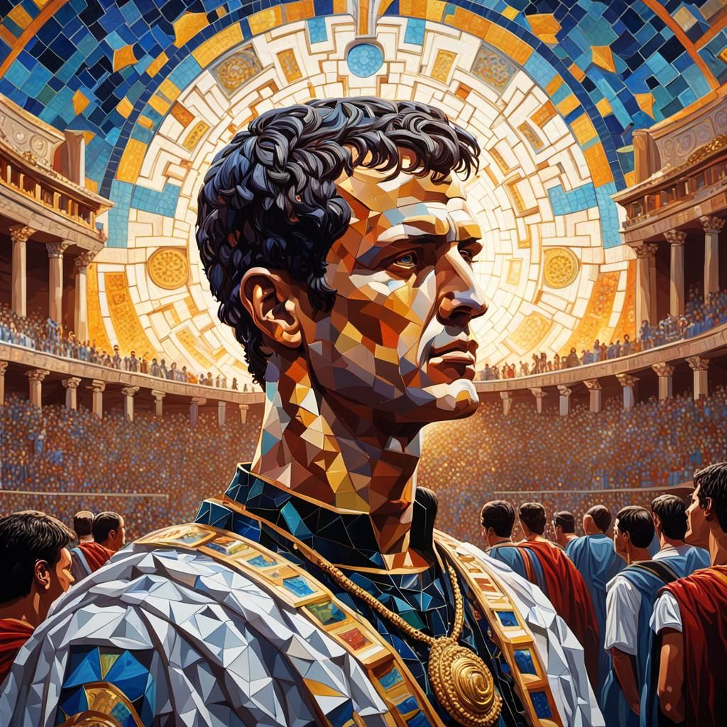 Caligula Presides Over Stadium in Hyperrealistic Splash Art