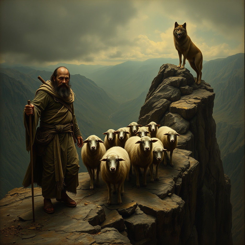 Blind Man Leads Sheep: Dramatic Allegory