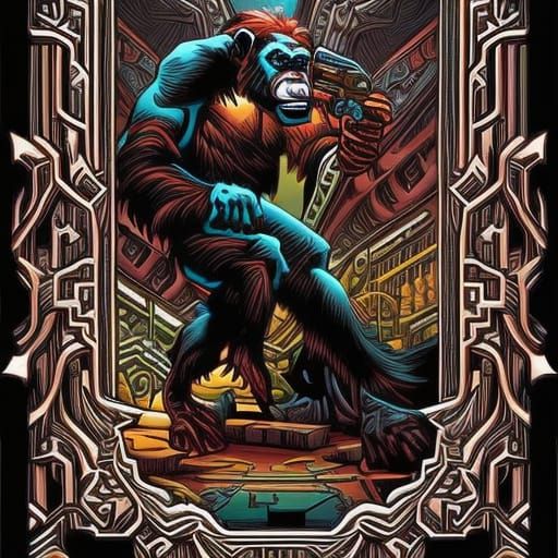 Chimpanzee Time Lord in Comic Book Art Style
