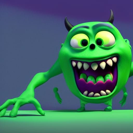 Friendly Green Acid Monster: Pixar-Style 3D Art