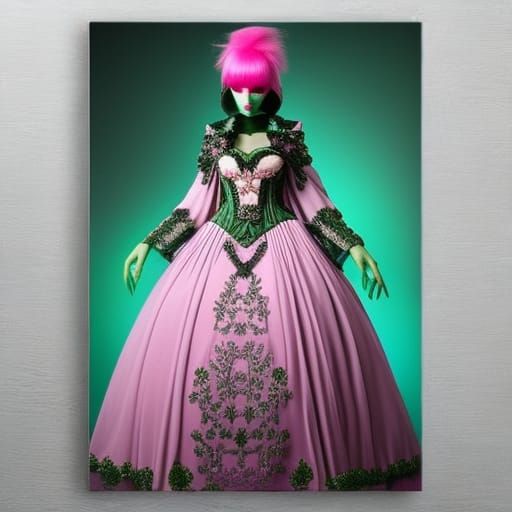 Green Alien Emo Girl in Haute Couture