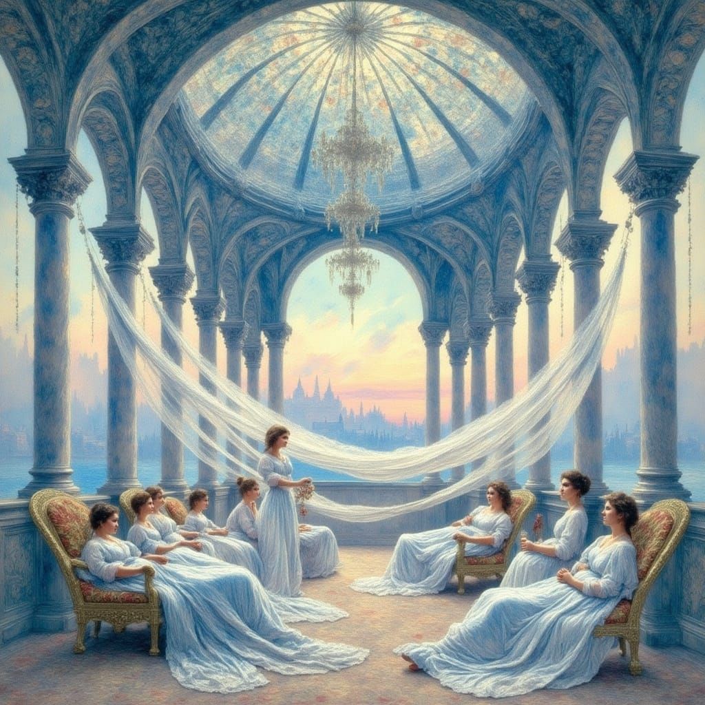 Le Hamac: Victorian Dream in Antique Watercolor Style