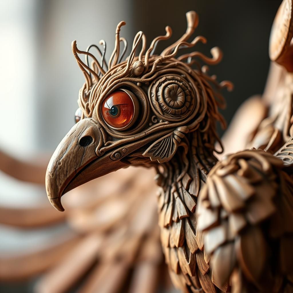 Filigree falcon carving