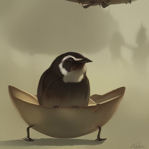 Bird in Saucer, Sinister Digital Art