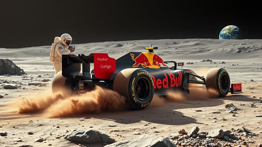F1 Red Bull Racing Car on the Moon