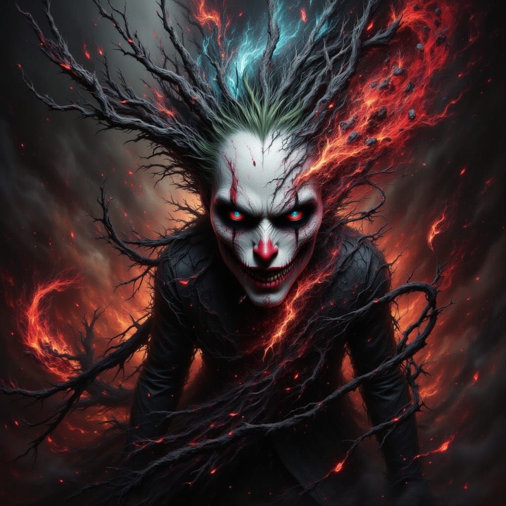 Dark Joker Poker Card in Cyberpunk Style