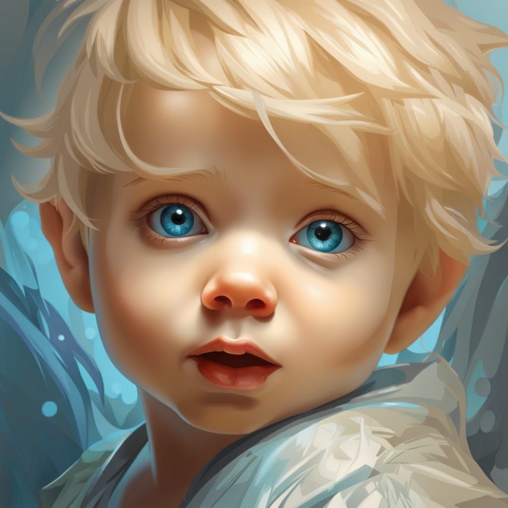 Baby Boy Portrait in Hyperdetailed Digital Art