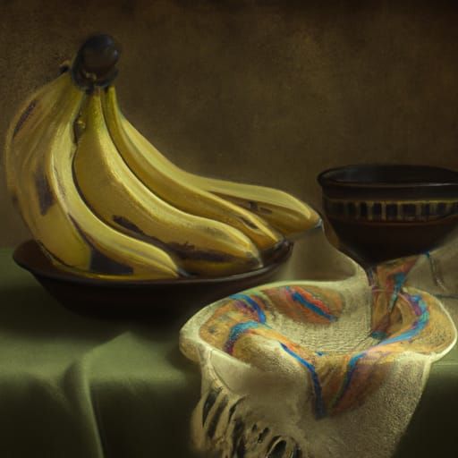 Classic Still Life of Ripe Yellow Bananas
