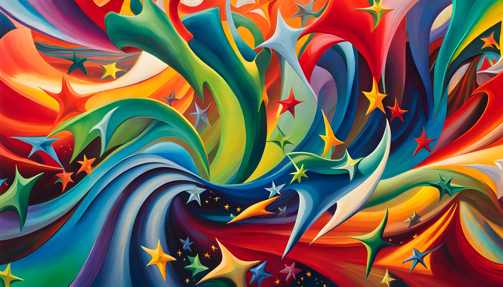 Iridescent Stars in Abstract Expressionist Magnetic Field