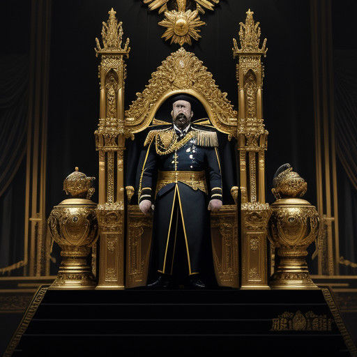 Powerful Dictator in a Dimly Lit Grand Hall
