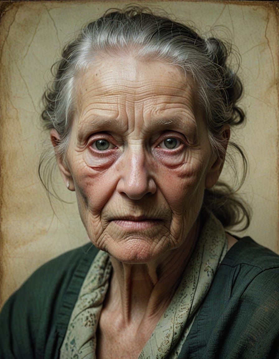 Elderly Woman's Contemplative Portrait in a Soft, Timeless L...