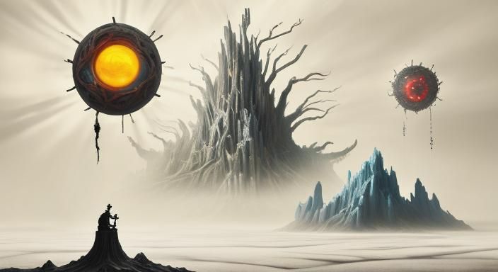 Surreal King on Twisted Throne in Digital Art