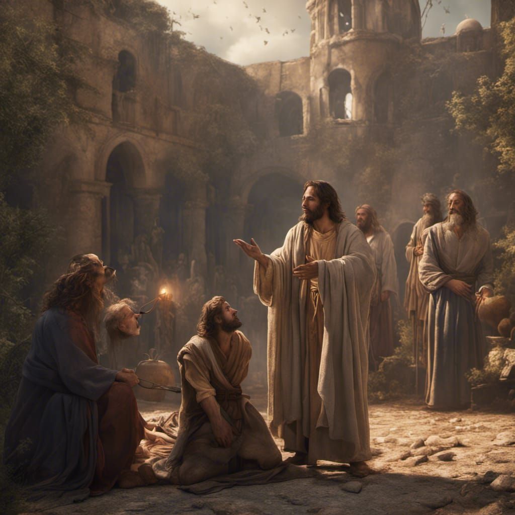 Jesus Healing the Blind Man: Detailed Matte Painting