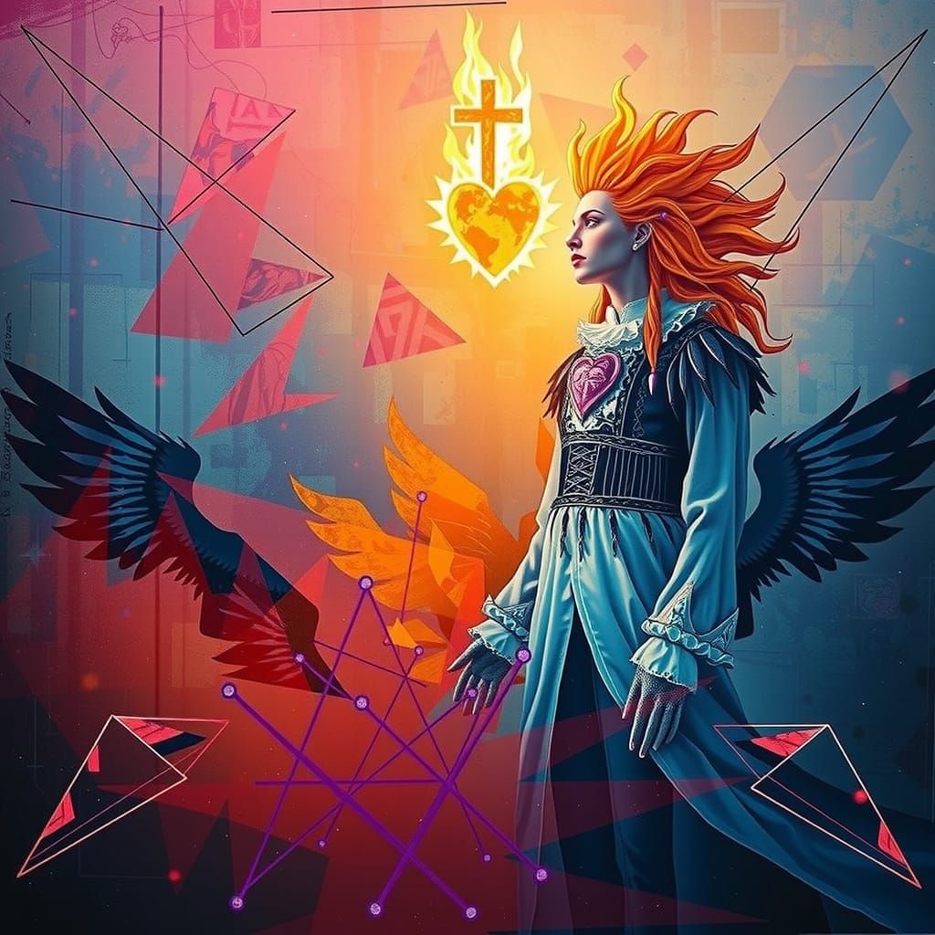 Goth Jesus in Photogram-Style Collage