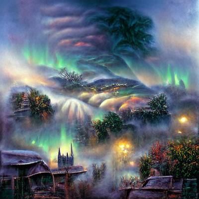 Ethereal Northern Lights Fantasy Landscape