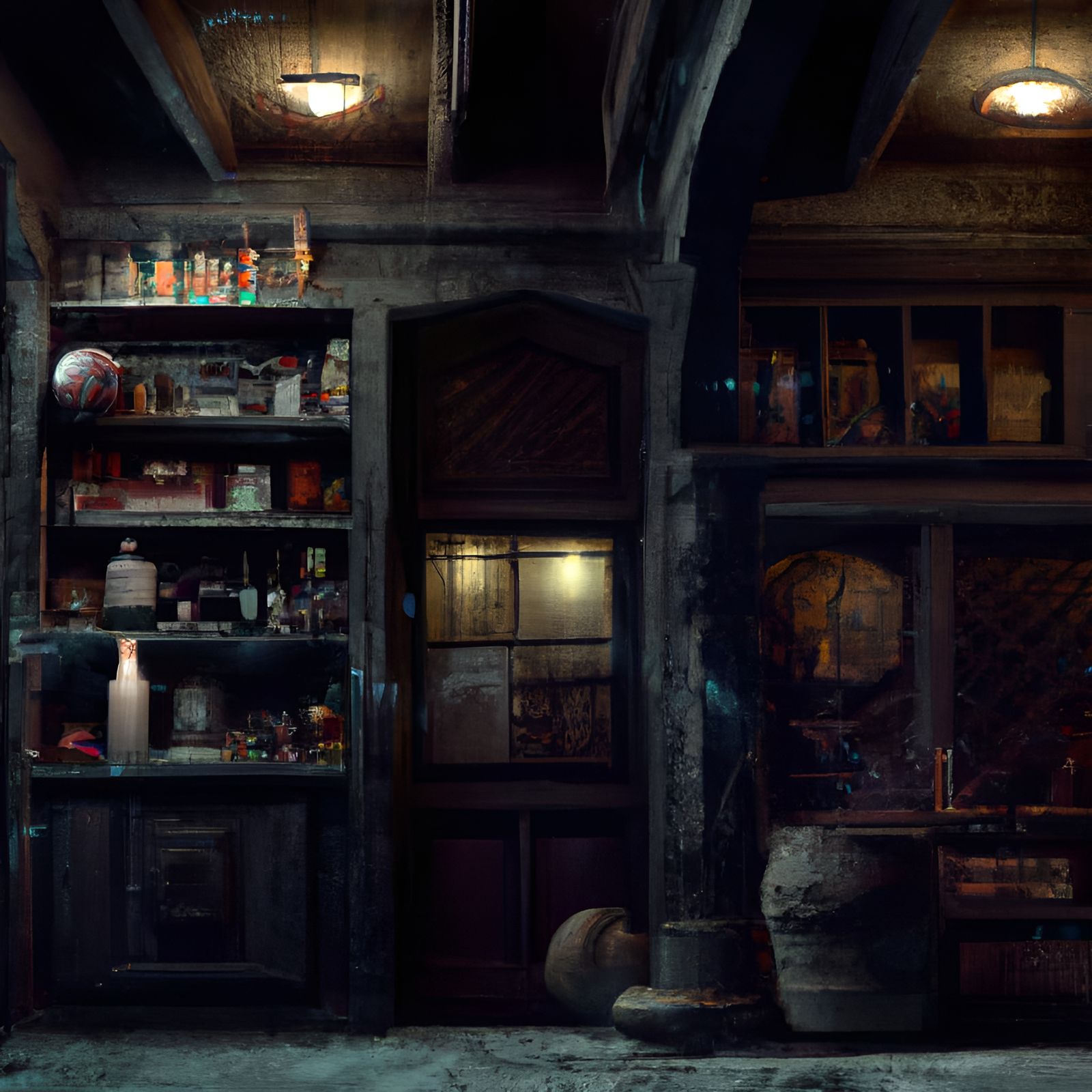 Detailed Dark Magic Shop in Hyper-Realistic Style