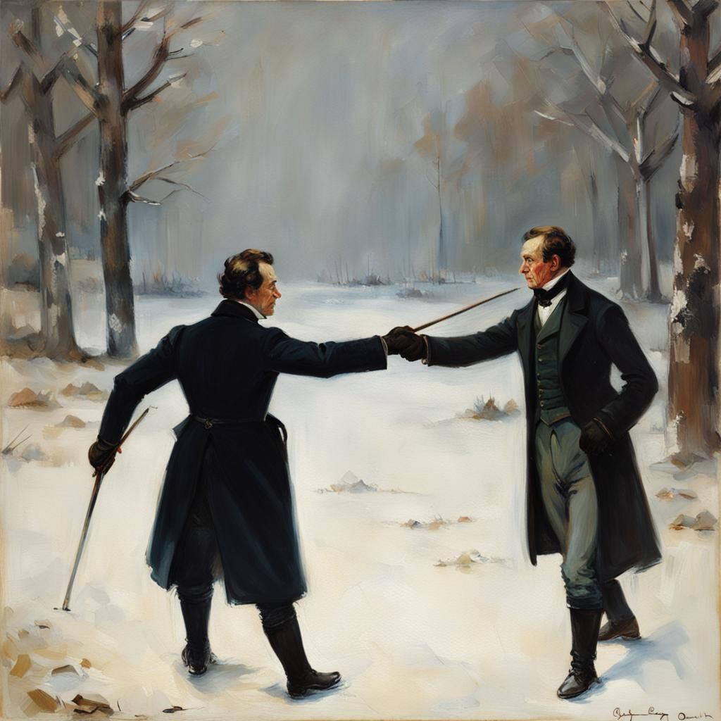 Duel Scene Painting in the Style of Repin