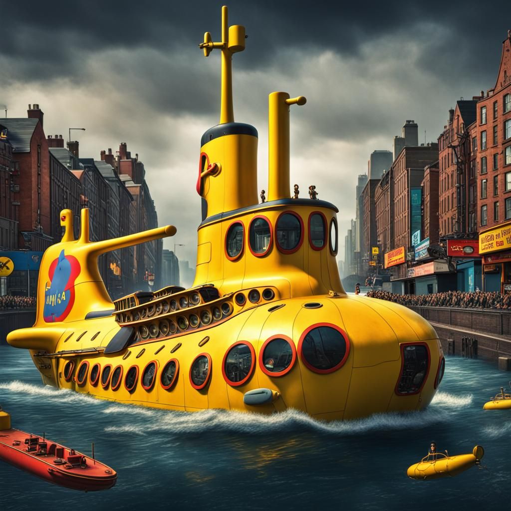 Hyperrealistic Yellow Submarine with Intricate Details