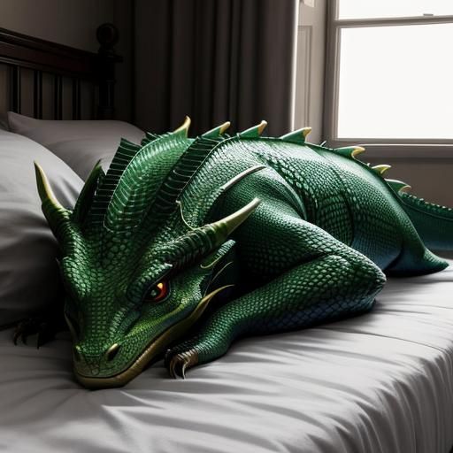 Resting Dragon on a Bed