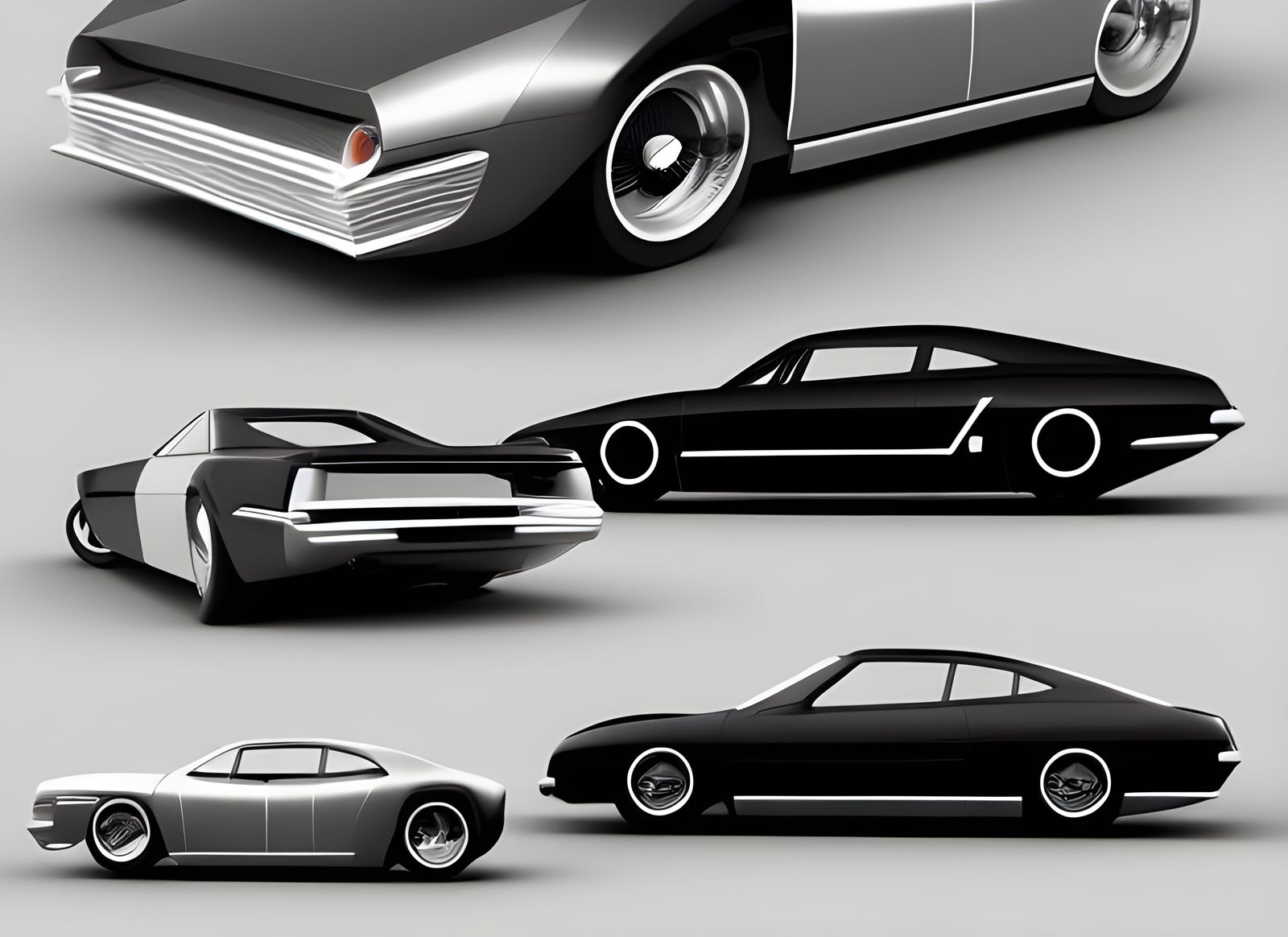 Photorealistic Silver Car in Precisionism Style