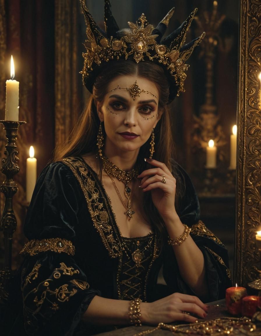 Ornate Witch Prepares for Festival: Baroque Fantasy Art