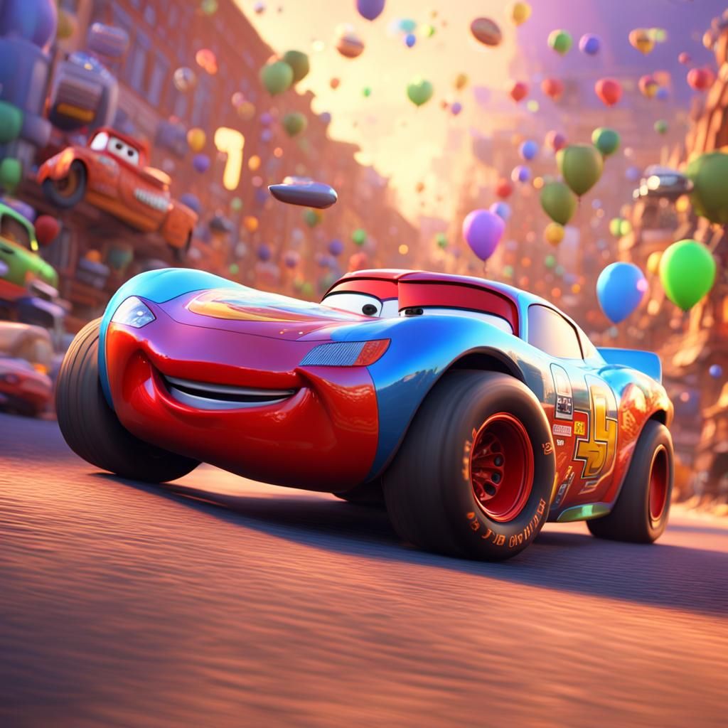 Cars Racing: Pixar-Style 3D Digital Art