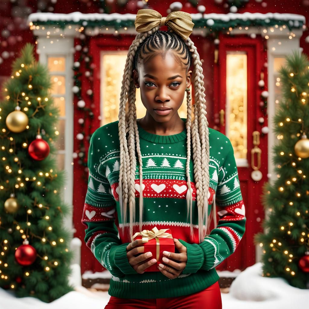 African American Model Celebrates Christmas in Hyperrealisti...