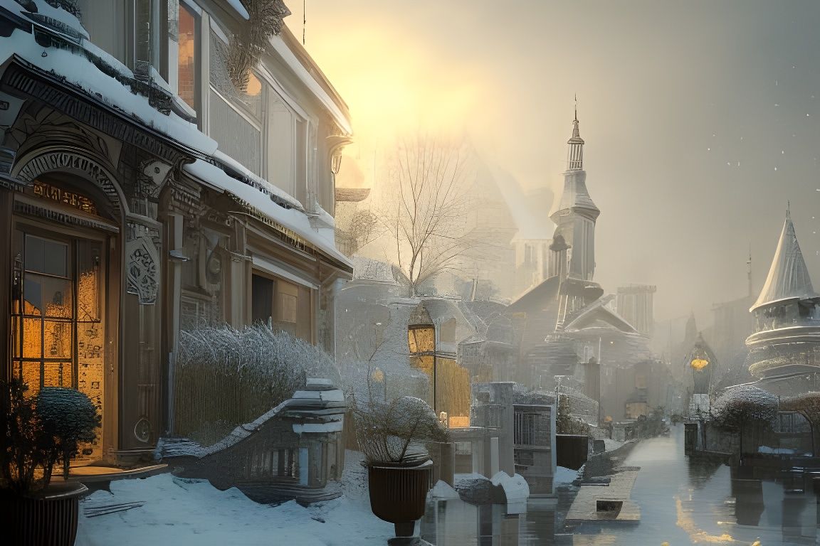 Intricate Winter Village Wallpaper Ornament