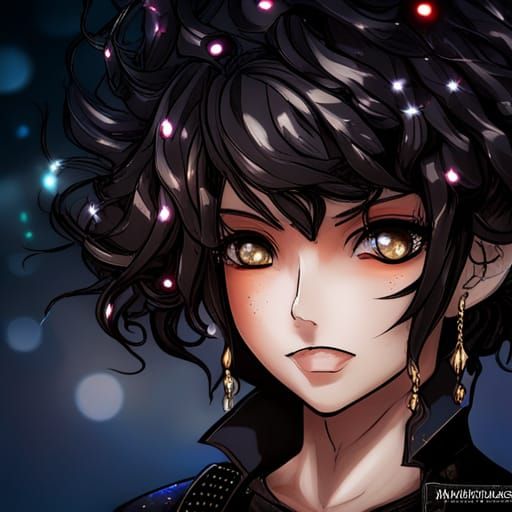 Dark Gothic Princess Portrait with Anime Manga Elements
