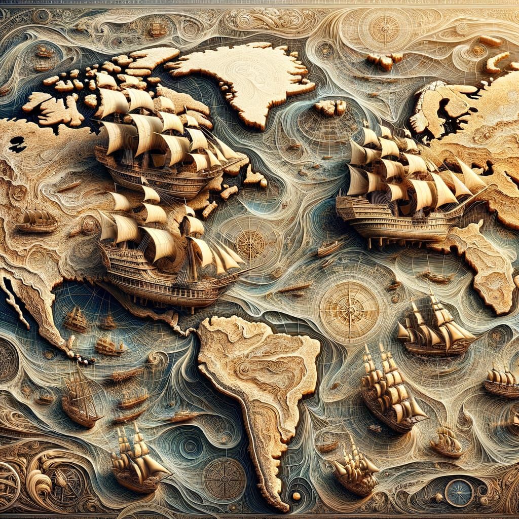 Ancient Maritime Map in Stunning 3D Detail