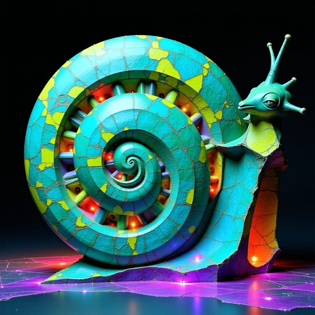 Monumental Marble Snail Sculpture in Geometric Style