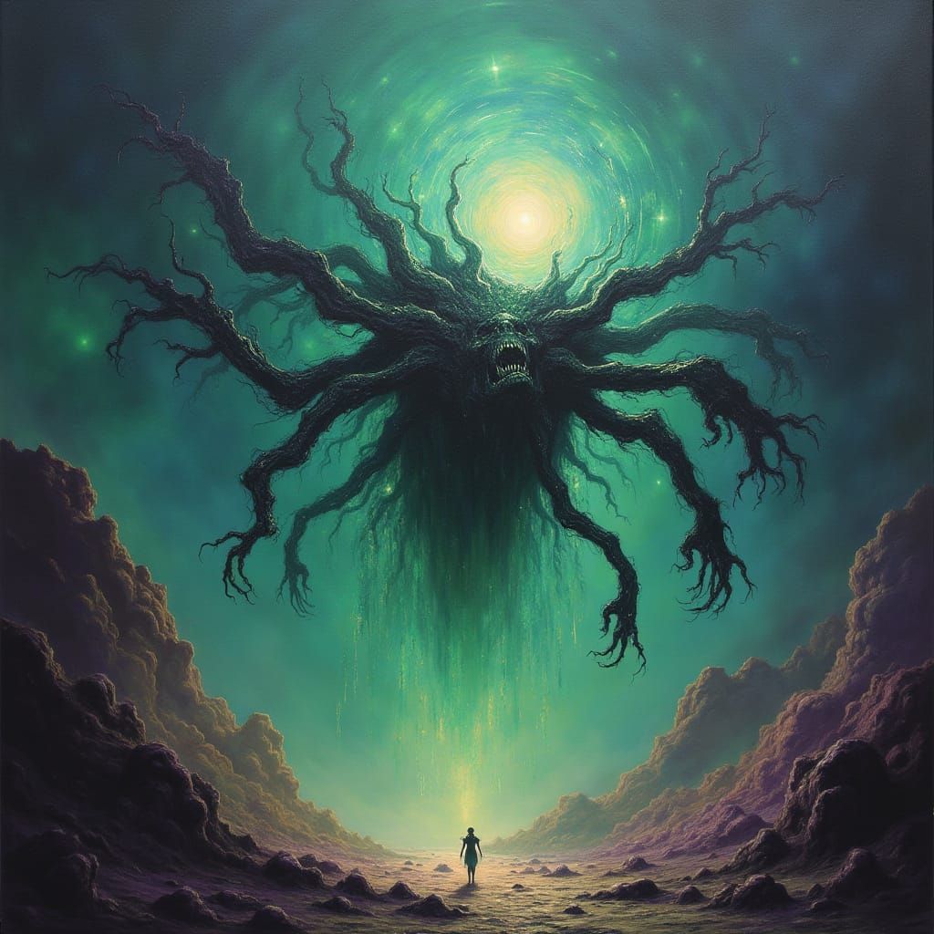Cosmic Horror Entity in Surreal, Nightmarish Style