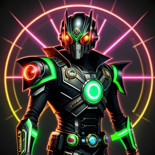 Steampunk Kamen Rider in Neon Colors
